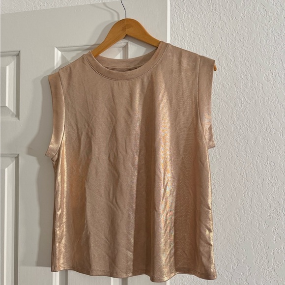Porridge Anthropologie Sleeveless Glam Tee In Gold - Picture 2 of 5